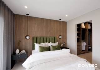 Polytec - Wall panels and Wardobe in Notaio Walnut Ravine.