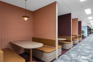 Polytec - Seating and desk in Maison Oak Ravine.