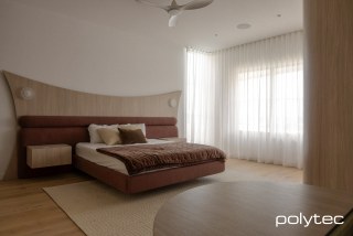 Polytec - Bedhead and side tables in Soft Walnut Ravine.