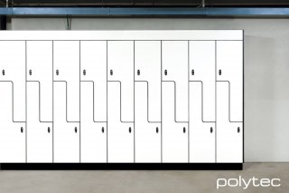 Polytec - COMPACT laminate locker doors in Polar White Matt.