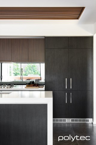 Polytec - Doors and panels in Black Wenge Ravine,  and Jamaican Walnut Matt.