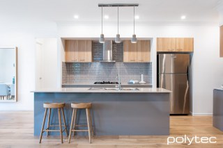 Polytec - Overhead cupboards in Natural Oak Matt.