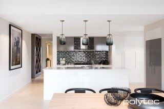 Polytec - MELAMINE doors and panels in Polar White Sheen.