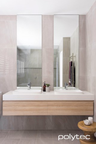 Polytec - Bathroom vanity in Natural Oak Ravine.